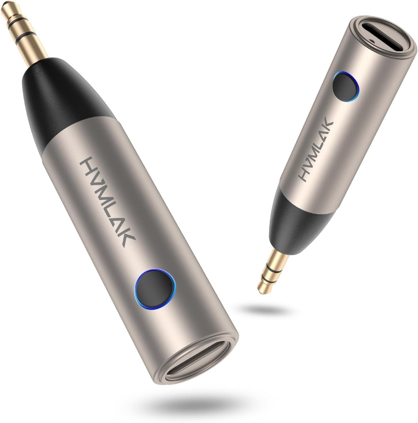 Adaptador auxiliar Bluetooth 5.3 para automóvil con micrófono mejorado, conector de 0.138 in para estéreo de coche, carga USB-C, funda resistente, 1 pieza